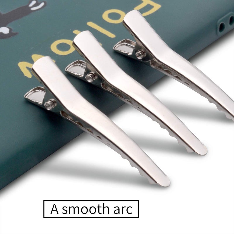 Aylifu Single Prong Alligator Hairpins,100 Pieces Silver Metal Curl Crocodile Hair Clips Teeth Bows Holders Accessories for Hair Care Salon Woman DIY Craft, 39mm - Image 4
